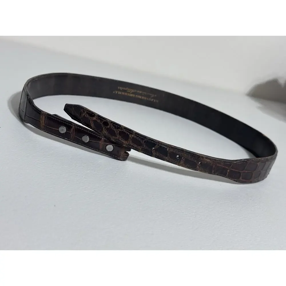 Sherrill Kleinberg Brown American Alligator Women’s Belt SZ 34 No Buckle